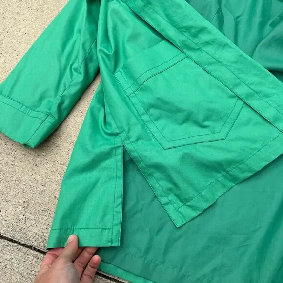Vtg 70s Fleet Street Jacket 12/14 Kelly Green Rain Shine Trench Coat Mod Toggle